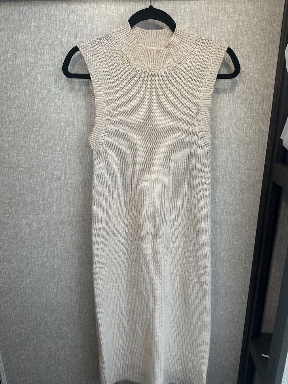 Babaton Sleeveless Knit Maxi Dress in Light Beige 100% Merino wool